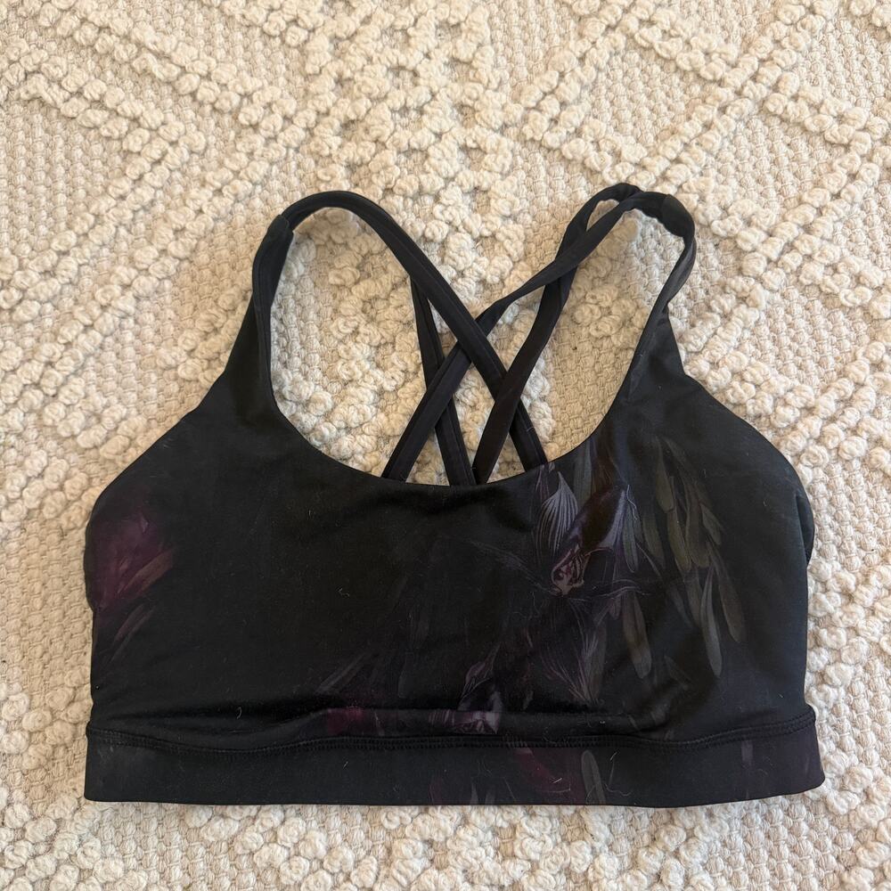 Lululemon Energy Bra Midnight Iris Floral Sports Bra Size 8